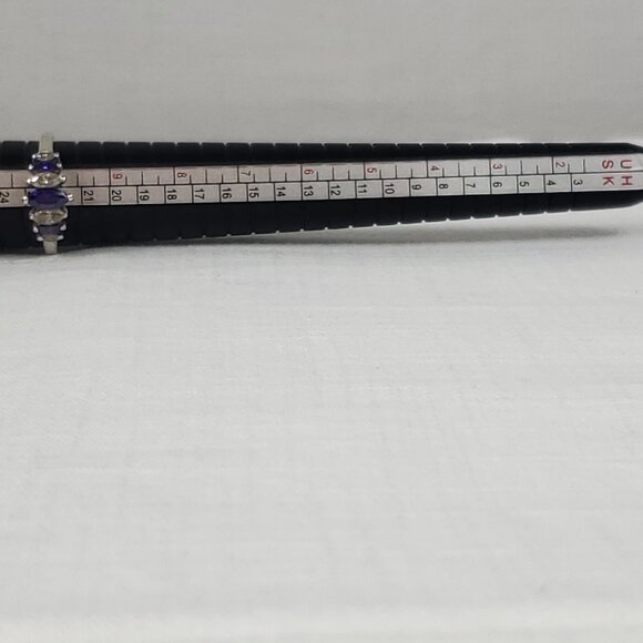 925 Silver Purple & Clear Stone Ring Antique Style Raised Setting Sz 21mm US 10 - Picture 10 of 12